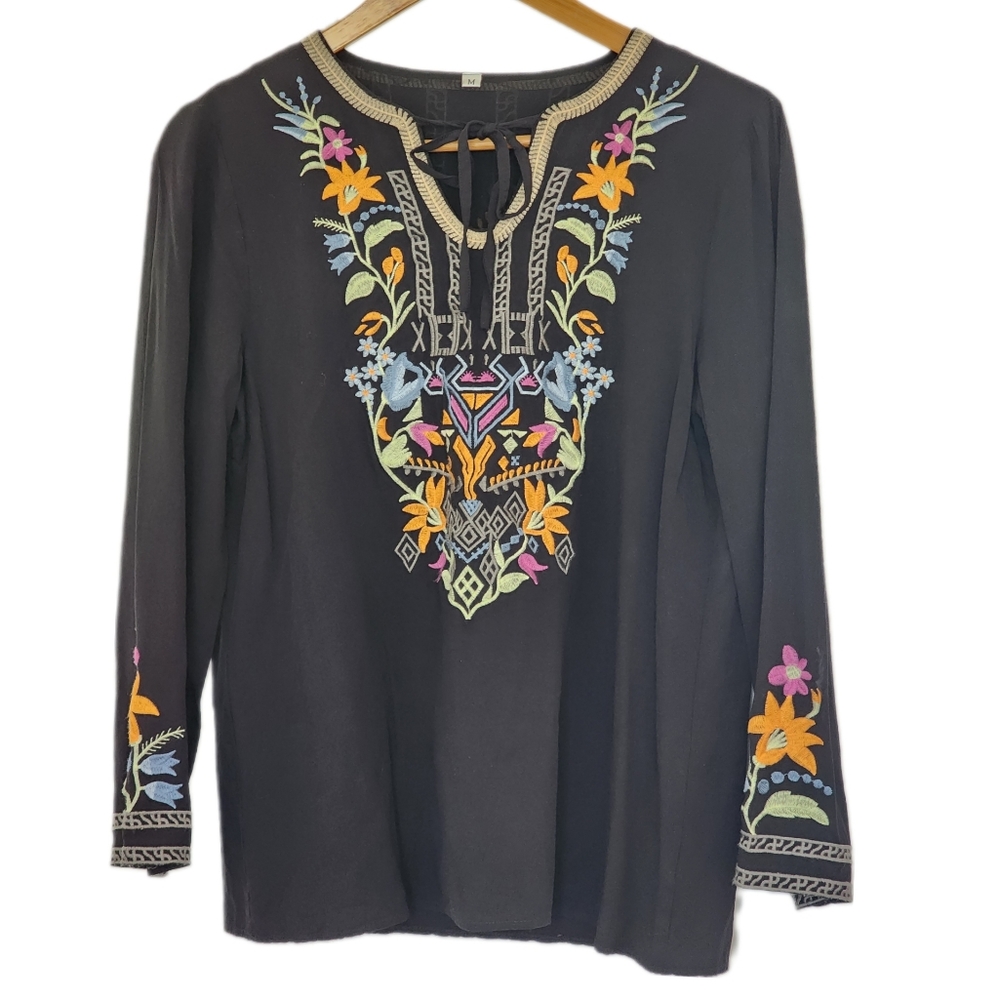 Beautiful embroidered black tunic